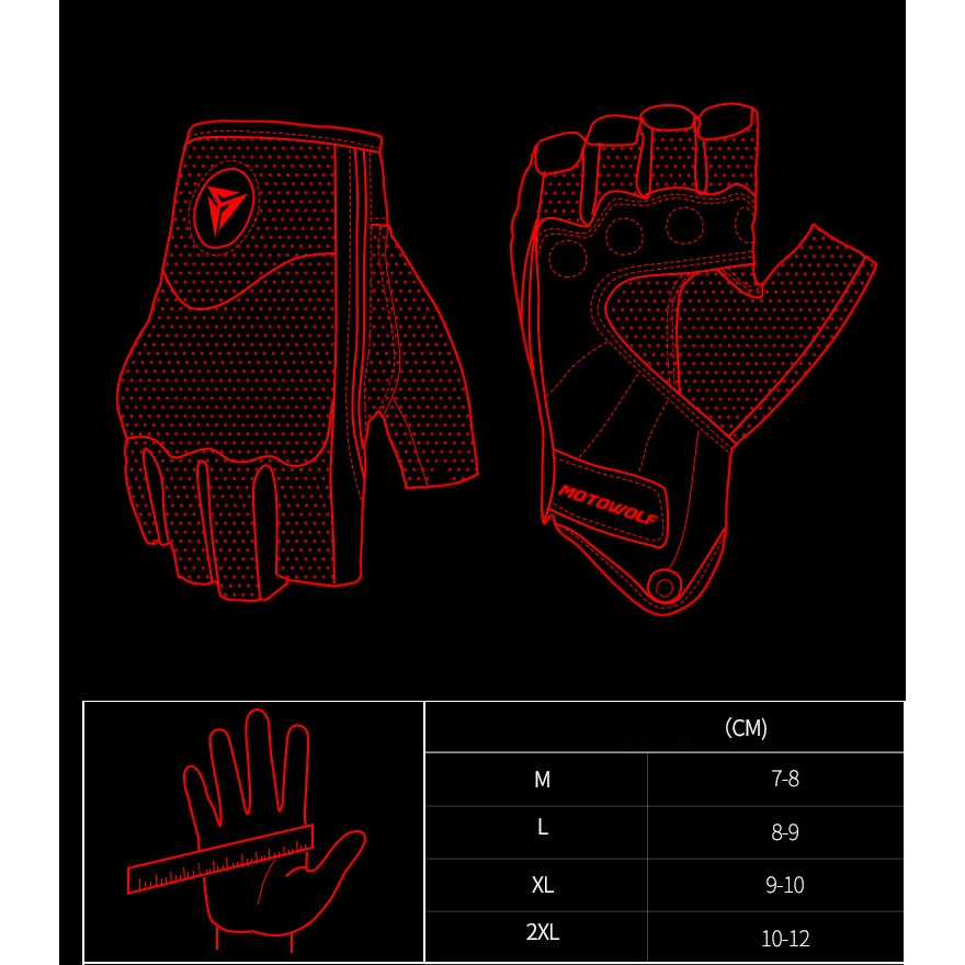 Găng Tay Da MOTOWOLF Cụt Ngón MDL0302B