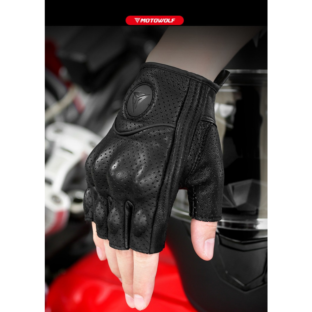 Găng Tay Da MOTOWOLF Cụt Ngón MDL0302B