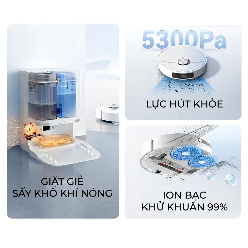 Robot Hút Bụi Lau Nhà Dreame W10S ProTự Giặt Giẻ Sấy Khô Bảo Hành 24 Tháng