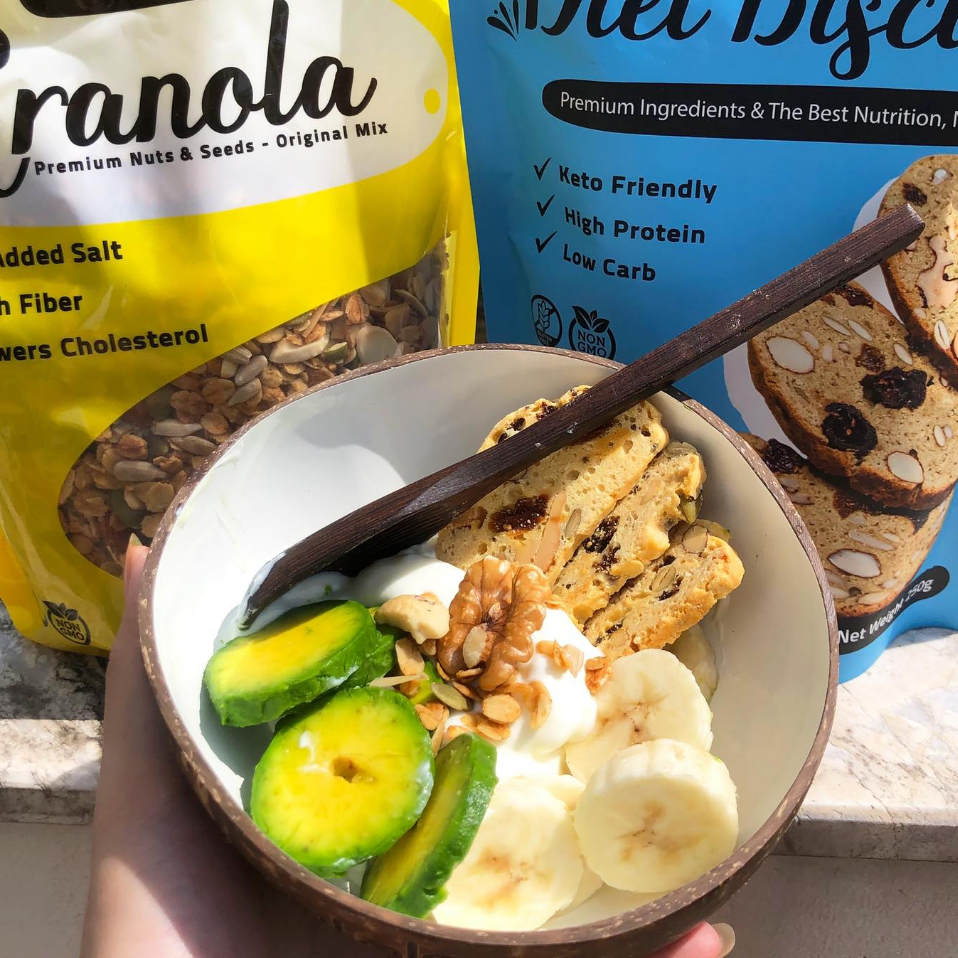 Combo hạt dinh dưỡng giảm cân Olaben Granola + Bộ chén muỗng Xuất khẩu tráng men