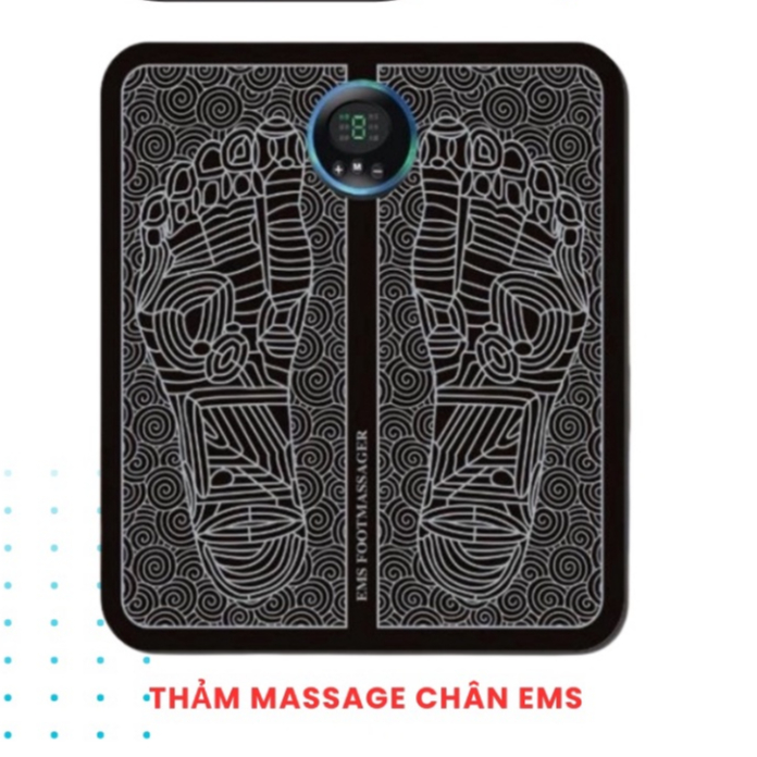 Thảm massage chân EMS cao cấp có màn hình hiển thị giúp lưu thông khí huyết, máy massage bàn chân giảm đau mỏi hiệu quả