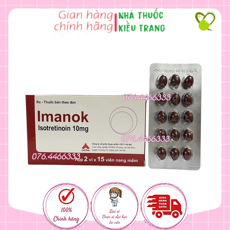 Viên uống sạch mụn Imanok 10mg, mẫu mới
