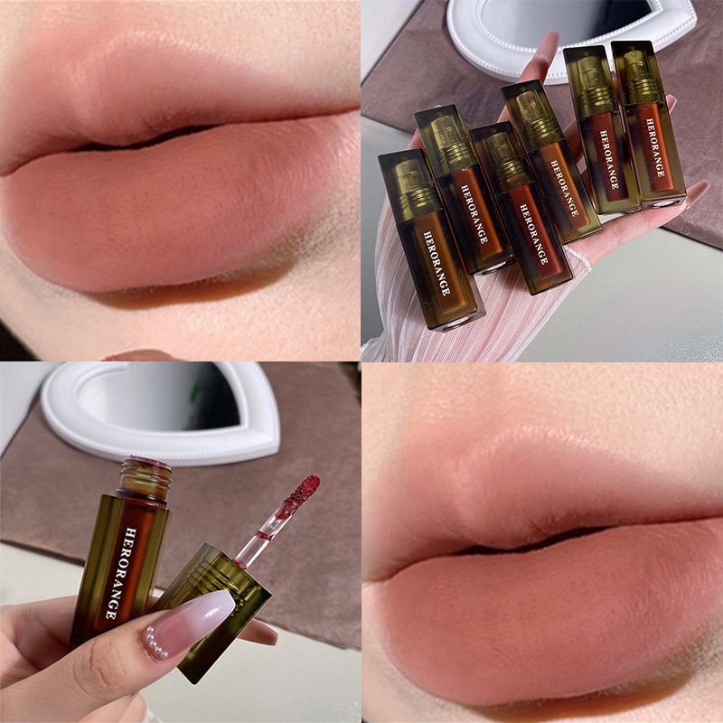 💄HERORANGE® Son Kem Màu Nhung Lì Không Dính Cốc Không Phai Màu
