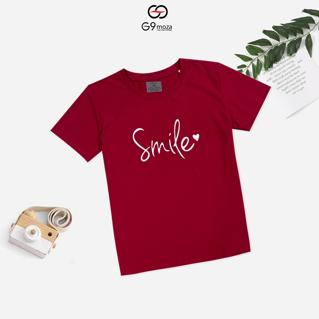 Áo thun G9moza phông  nữ in chữ tay cộc dáng basic 02