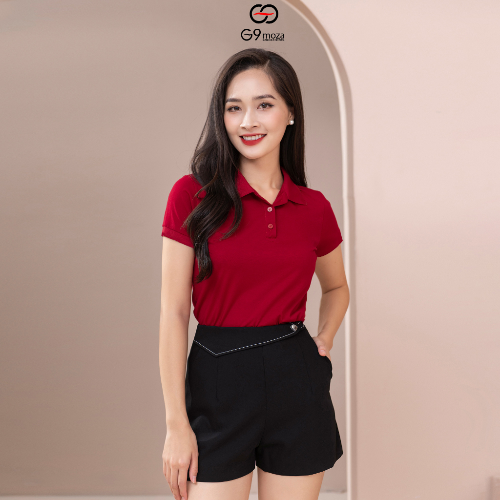 Áo polo trơn nữ tay cộc 2023 G9moza basic thoáng mát, mềm mại