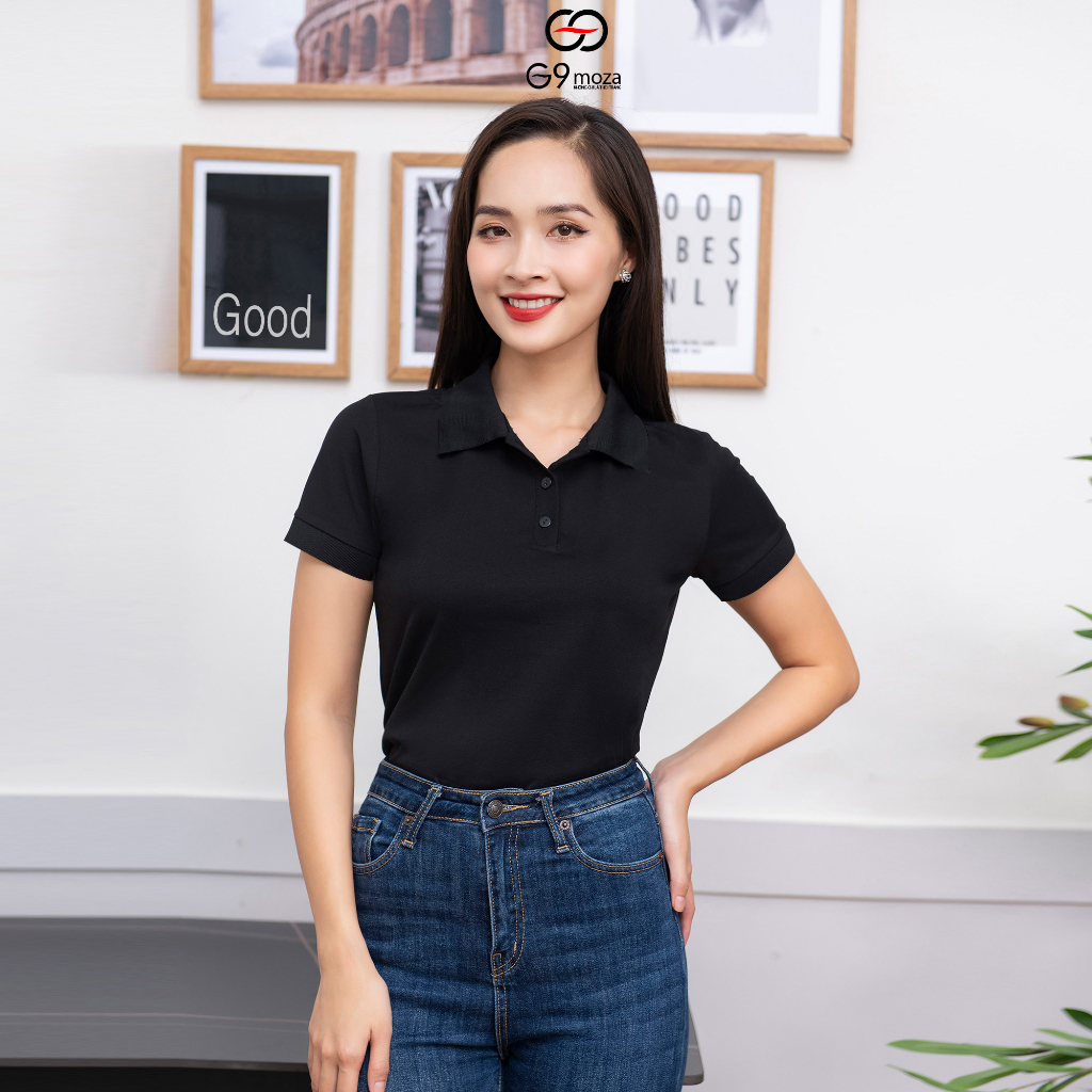 Áo polo trơn nữ tay cộc 2023 G9moza basic thoáng mát, mềm mại