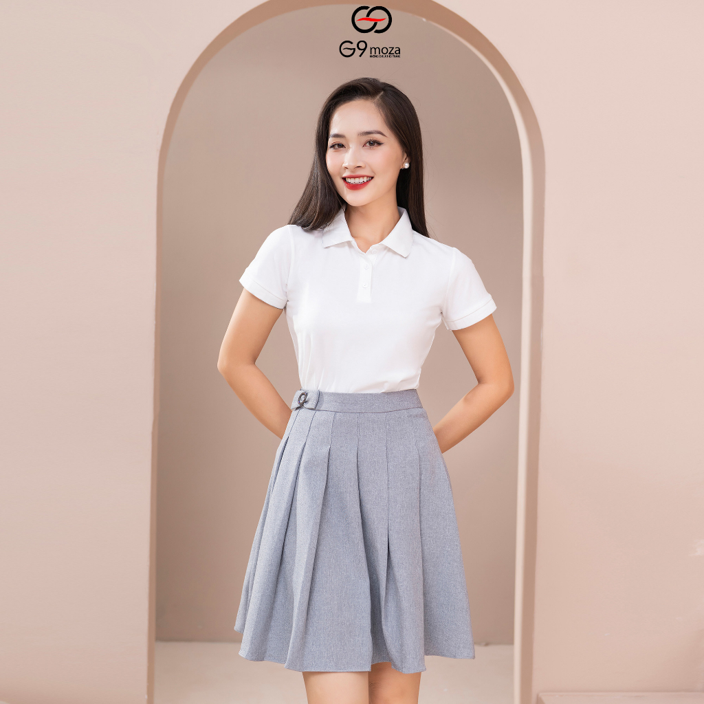 Áo polo trơn nữ tay cộc 2023 G9moza basic thoáng mát, mềm mại