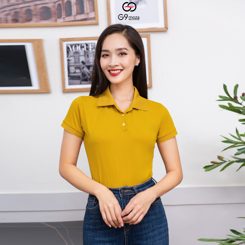 Áo polo trơn nữ tay cộc 2023 G9moza basic thoáng mát, mềm mại