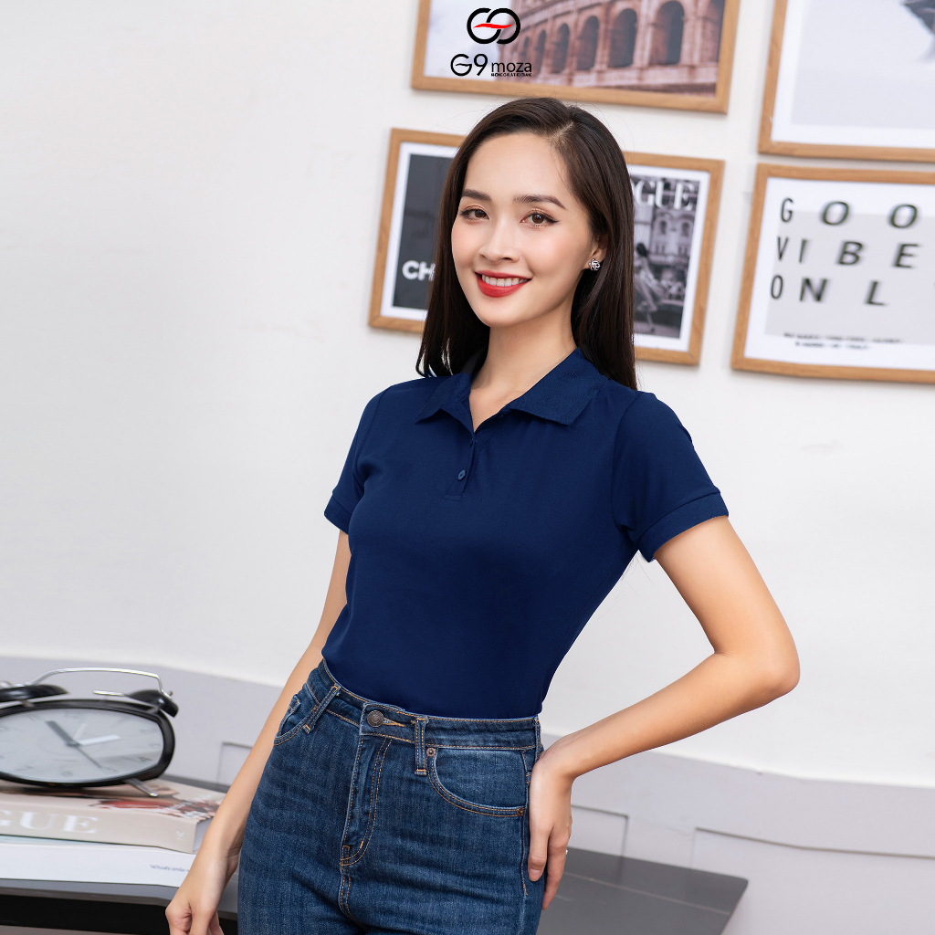 Áo polo trơn nữ tay cộc 2023 G9moza basic thoáng mát, mềm mại