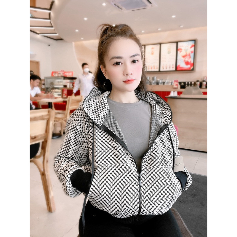 áo khoác nữ chống nắng tay dài có nón cao cấp khoác kéo họa tiết sang chảnh cực đẹp nhiều hoa văn chọn lựa
