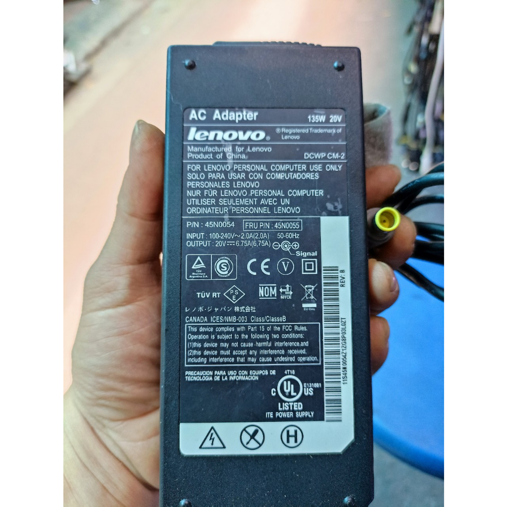 ZIN CŨ  [RẺ VÔ ĐỊCH] BỘ NGUỒN ĐIỆN Sạc Laptop Lenovo 20V  6.75A Chân Kim TRÒN  Adapter IBM 135W