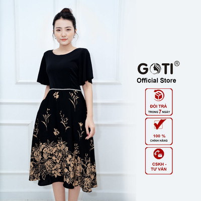 SALE OFF GOTI - Đầm Xoè Lụa Đính Phụ Kiện Eo Tay Cánh Tiên Quà Tặng Mẹ Trung Niên Size Lớn 46-73kg 3330 3340