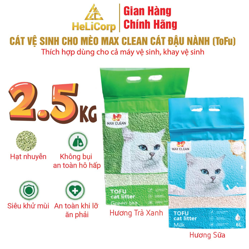 Cát Đậu Nành Max Clean Cao Cấp Cát Tofu HẠT NHUYỄN Siêu Vón Cục Không Bụi Tan Trong Nước