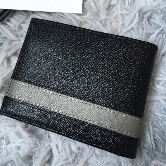 VÍ DA BÒ TAIGA ĐEN PHỐI SỌC XÁM , VÍ NGANG 9.5X12CM - THƯƠNG HIỆU UMBO