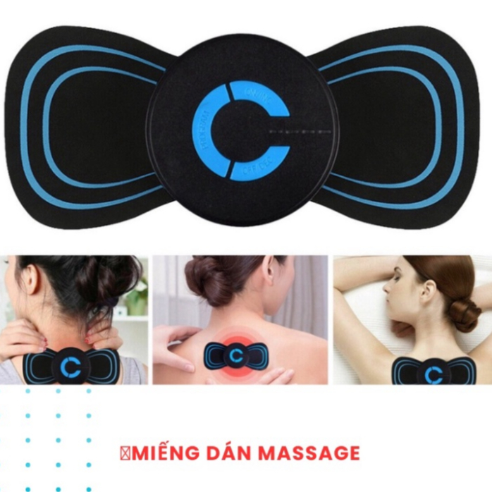Miếng dán massage xung điện cổ vai gáy, bắp tay, lưng 10 chế độ mát-xa, pin sạc - Máy massage mini toàn thân an toàn