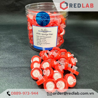 100 đầu lọc syringe ptfe hydrophobic, đường kính 13mm lỗ lọc 0.22um và 0.45um hãng membrane solutions - usa sfptfe0113mm