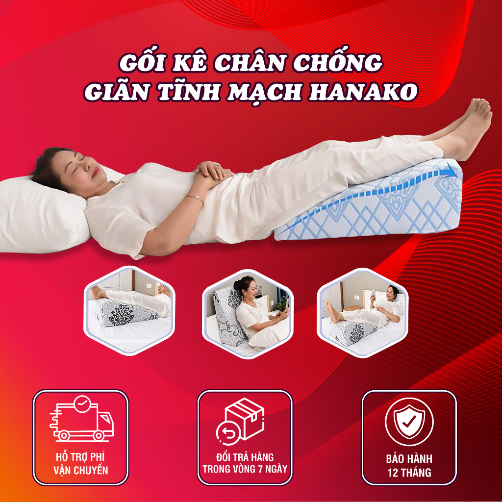 GỐI KÊ CHÂN CHUYÊN DỤNG HANAKO CHIỀU CAO 22CM - HÀNG THƯƠNG HIỆU