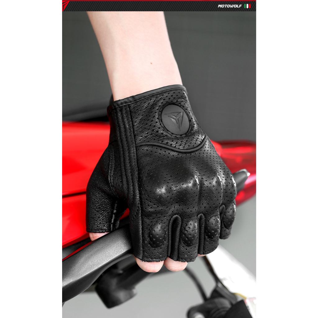 Găng Tay Da MOTOWOLF Cụt Ngón MDL0302B