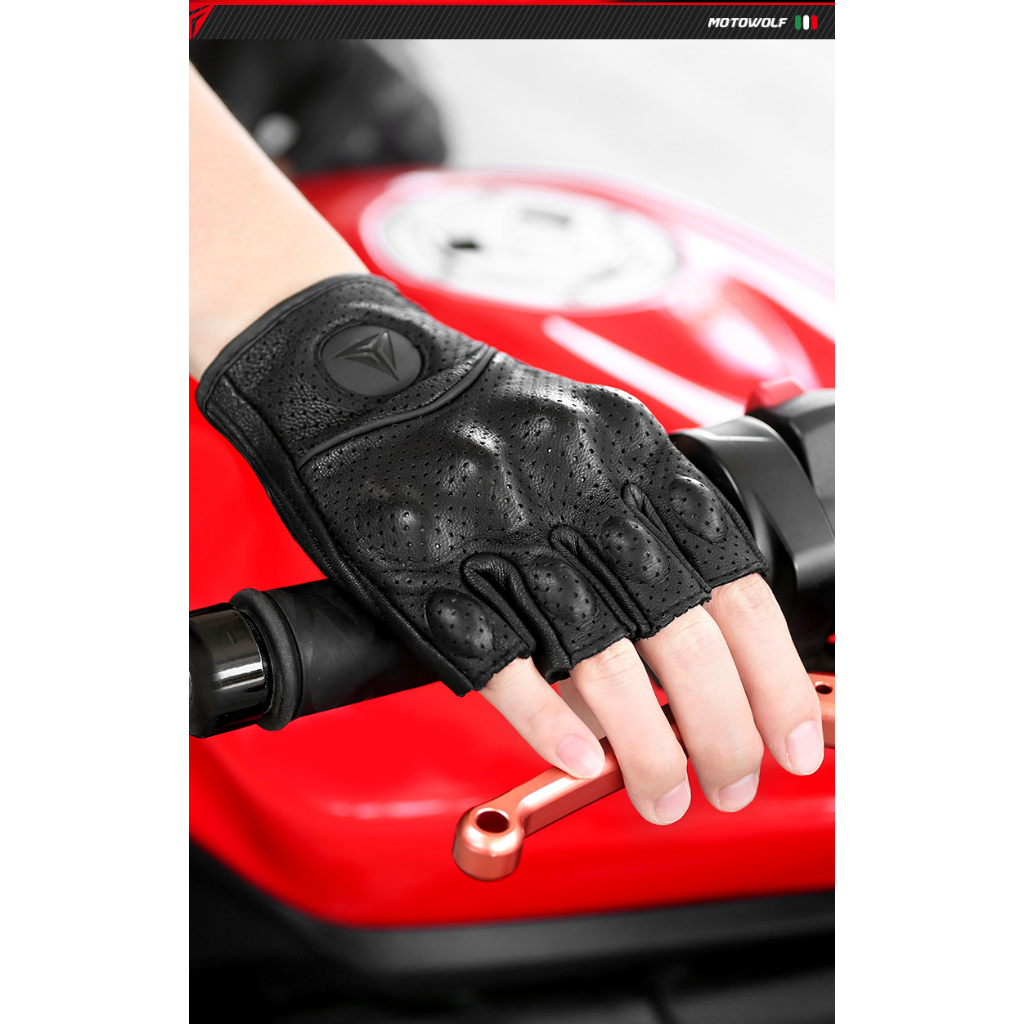 Găng Tay Da MOTOWOLF Cụt Ngón MDL0302B