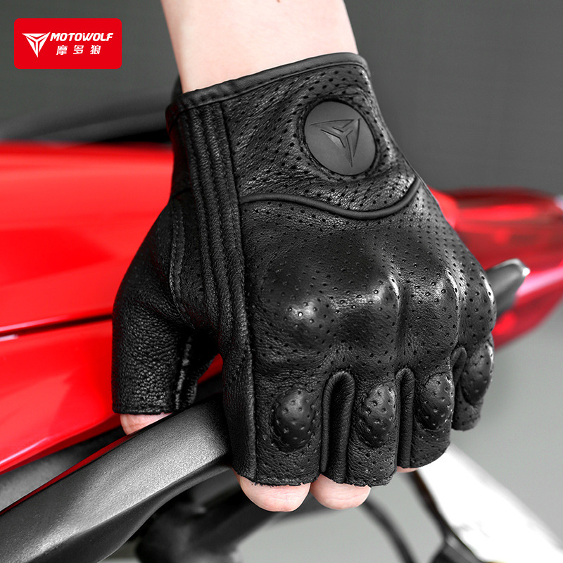Găng Tay Da MOTOWOLF Cụt Ngón MDL0302B