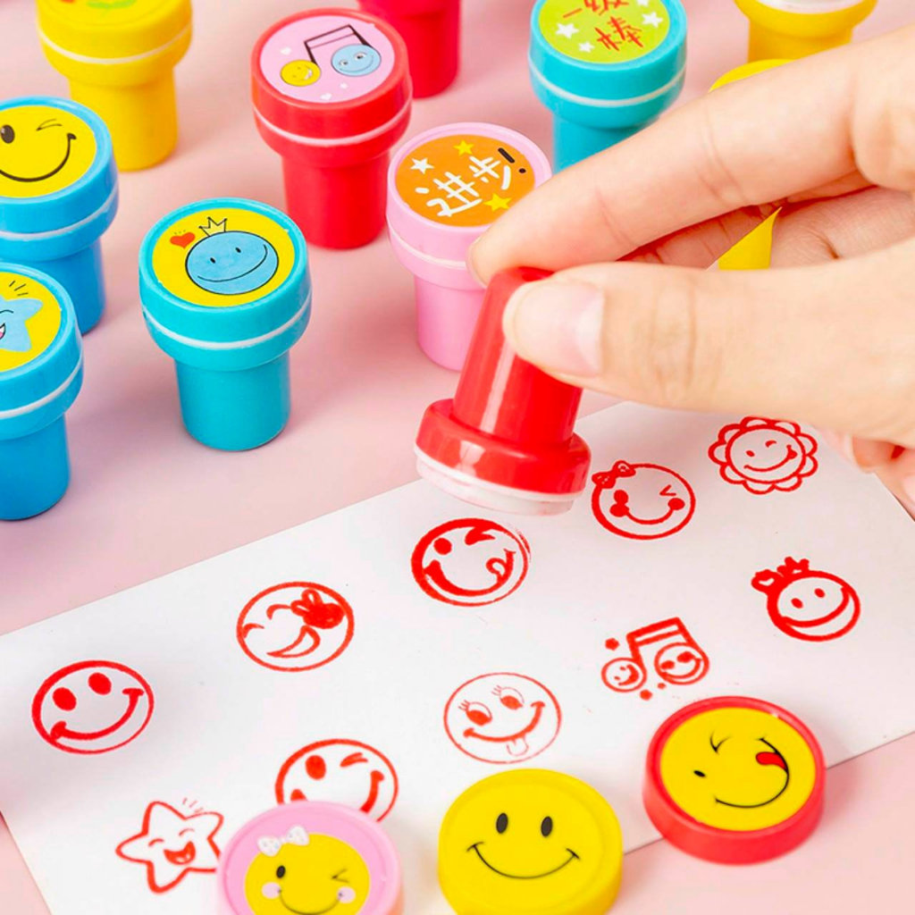 Bộ đồ chơi 10 con dấu hình mặt cười cho bé vui chơi sáng tạo