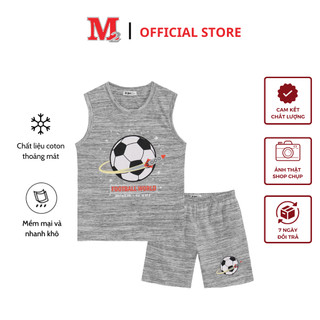 Bộ quần áo sát nách bé trai mùa hè quần đùi và áo ngắn tay in hình  Football world Thời trang M2  DFM0331