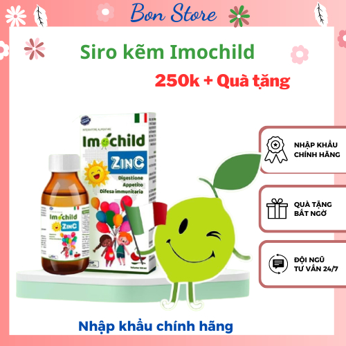 [250k +Tặng quà] Kẽm Imochild ZinC bổ sung  lysin vitamin cho bé giúp bé ăn ngon tăng sức đề kháng - Nk chính hãng