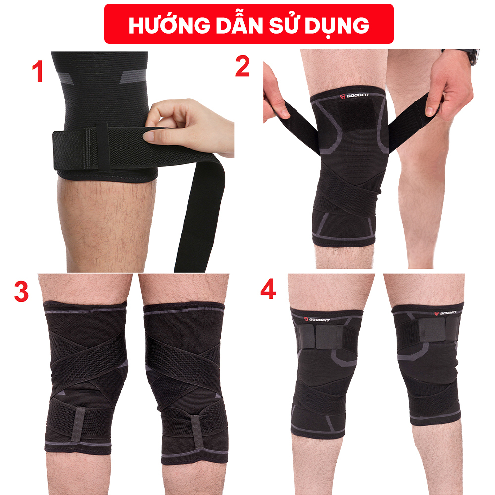 Bó gối, băng gối thể thao GoodFit dày dặn co giãn 4 chiều, bó gối bóng chuyền kèm dây quấn trợ lực chắc chắn GF511K