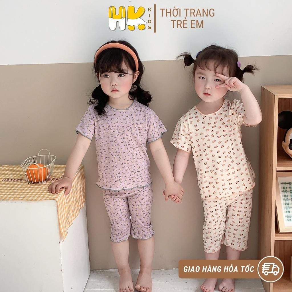 Bộ quần áo lửng cho bé HK KIDS, bộ lửng điều hoà Quảng Châu chất cotton lỗ thông thoáng mát size 2-7 tuổi