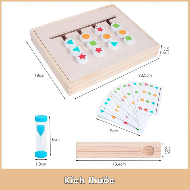 Đồ Chơi Toán Logic 4 màu- Ghép Hình Theo Mẫu Kèm Đồng Hồ Cát- Four Color Game