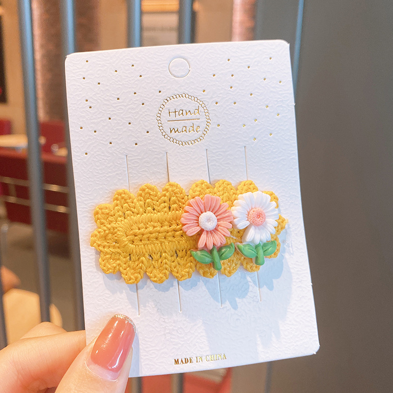 Kẹp tóc len hình hoa phong cách Hàn Quốc xinh xắn cho bé gái - Kẹp tóc mái họa tiết hoa dễ thương đáng yêu CS504