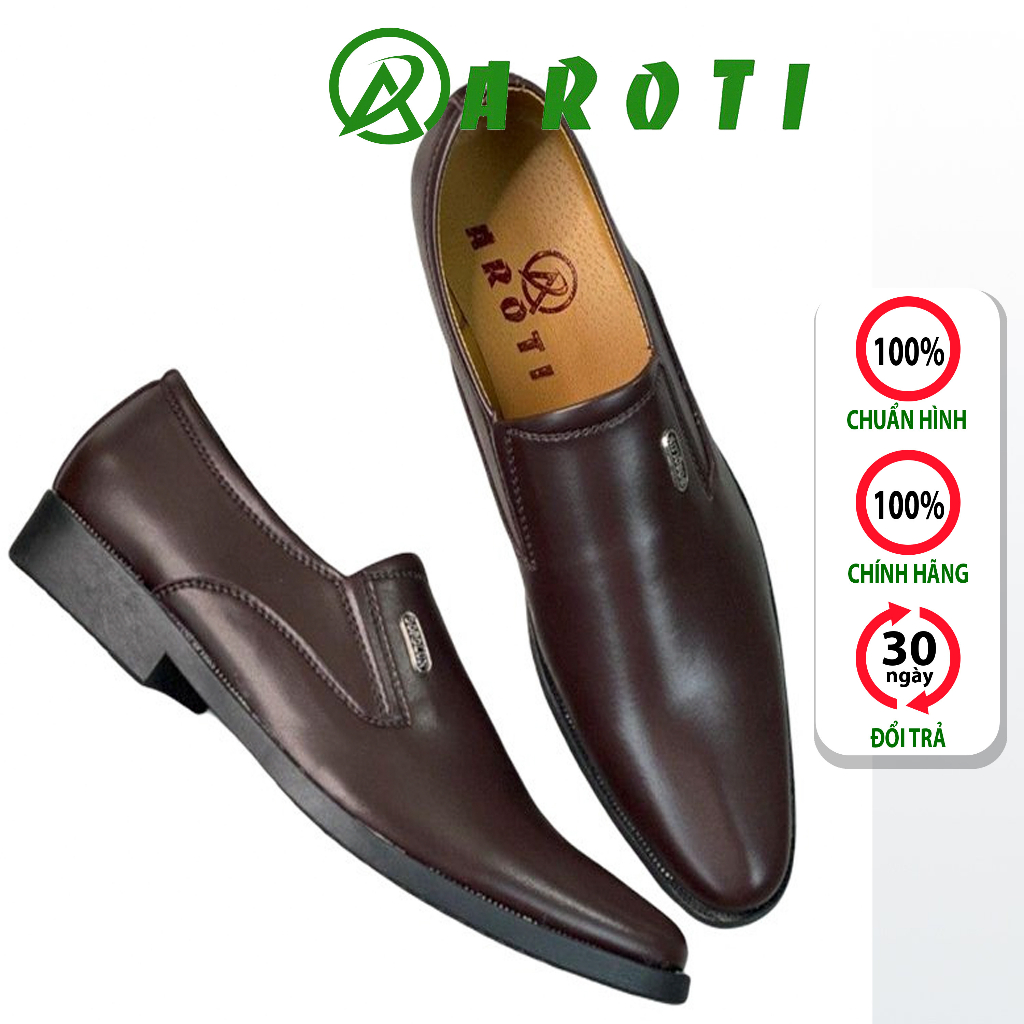 Giày Tây Nam AROTI Dáng Lười Chất Da Đẹp Cao Cấp, Đế Khâu Cực Bền Form Mọi Công Sở Sang Trọng Màu Đen-Đủ size, Nhiều Mẫu