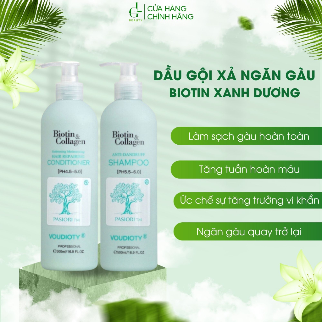 Dầu gội xả Biotin Collagen Voudioty 500 - 1000ml giảm rụng tóc, phục hồi, giảm gàu