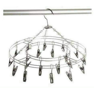 Móc phơi đồ kẹp dạng tròn treo quần áo chất liệu inox 20 kẹp