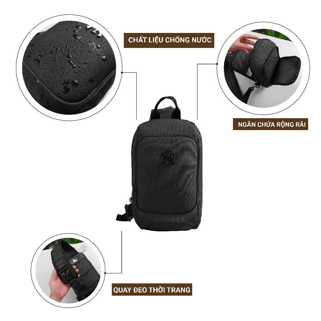 Túi đeo vai MLB Newyork Yankees logo NY kim loại cao cấp 1 quay thời trang nam nữ phong cách Hàn Quốc - HK Official