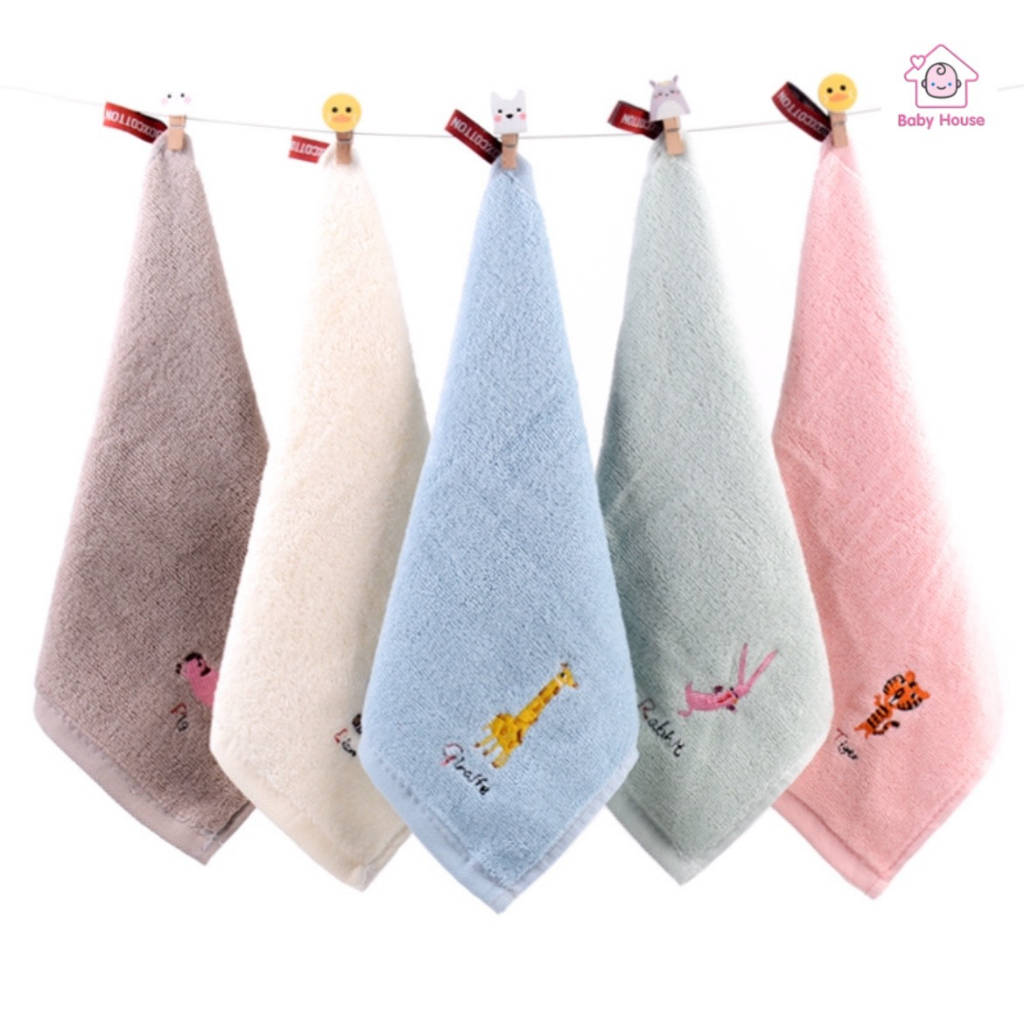 Khăn mặt cho bé chất liệu sợi tre organic mềm mại, thấm hút nước tốt, hoạt tiết động vật đáng yêu (KM03)