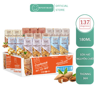 Thùng sữa hạt nguyên chất 137 Degress Thái Lan - Hộp 180ml