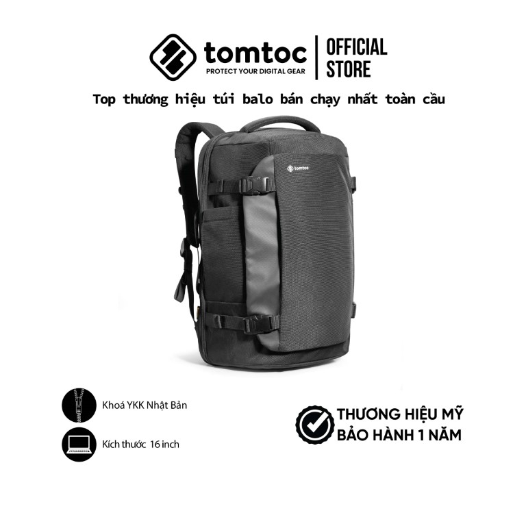 Balo Tomtoc Travel Backpack 40L cho Macbook/Laptop 16 Hàng chính hãng