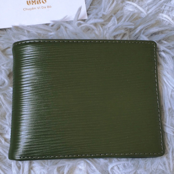 VÍ DA BÒ EPI,  3 MÀU XANH RÊU/ĐEN/XANH NAVY VÍ NGANG 9,5X12 CM - THƯƠNG HIỆU UMBO