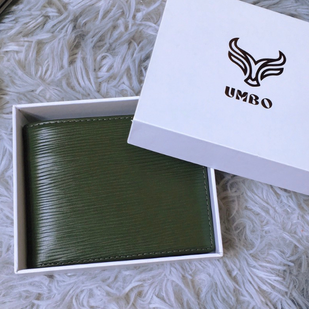 VÍ DA BÒ EPI,  3 MÀU XANH RÊU/ĐEN/XANH NAVY VÍ NGANG 9,5X12 CM - THƯƠNG HIỆU UMBO