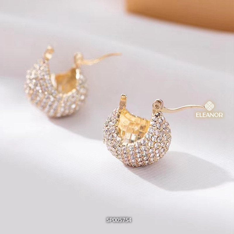 Bông tai nữ chuôi bạc 925 Eleanor Accessories đính đá phong cách phụ kiện trang sức 5754