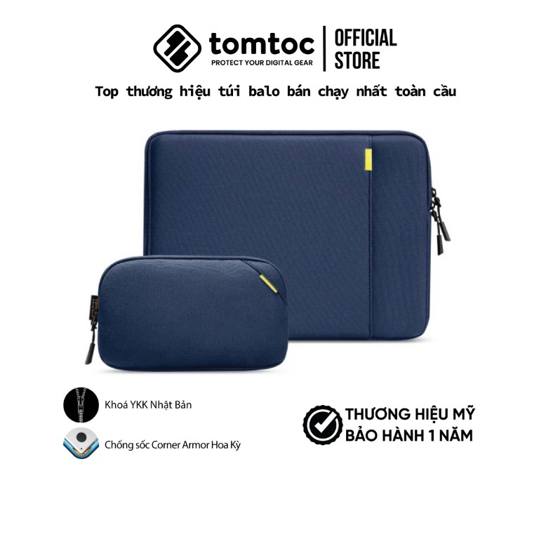 Túi chống sốc Tomtoc Protective 360 cho Macbook Air/Pro 13/ Pro 14/ Pro 16 và Laptop - kèm Túi phụ kiện, hàng chính hãng