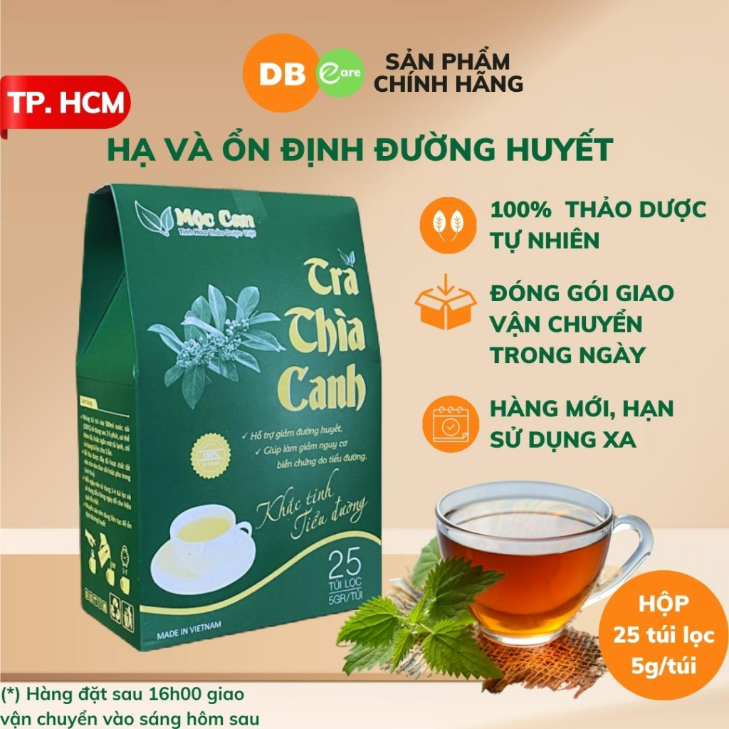 Trà Thìa Canh túi lọc Mộc Can hạ đường huyết, ngăn ngừa biến chứng hộp 125g (25 túi lọc x 5g)