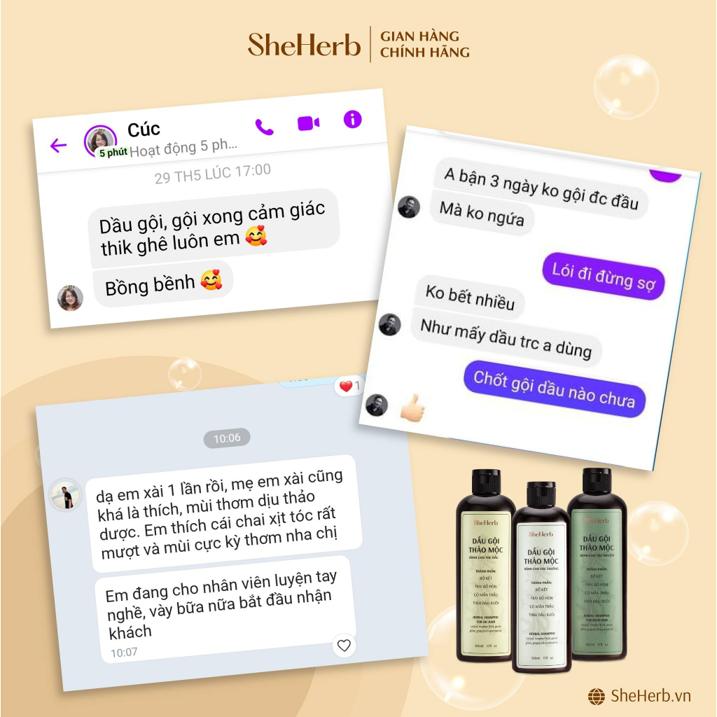 Dầu Gội Thảo Dược Ngăn Ngừa Rụng Tóc Bồ Kết SheHerb - Nuôi Dưỡng, Bảo Vệ Tóc, Giảm Gàu 250ml - 500ml