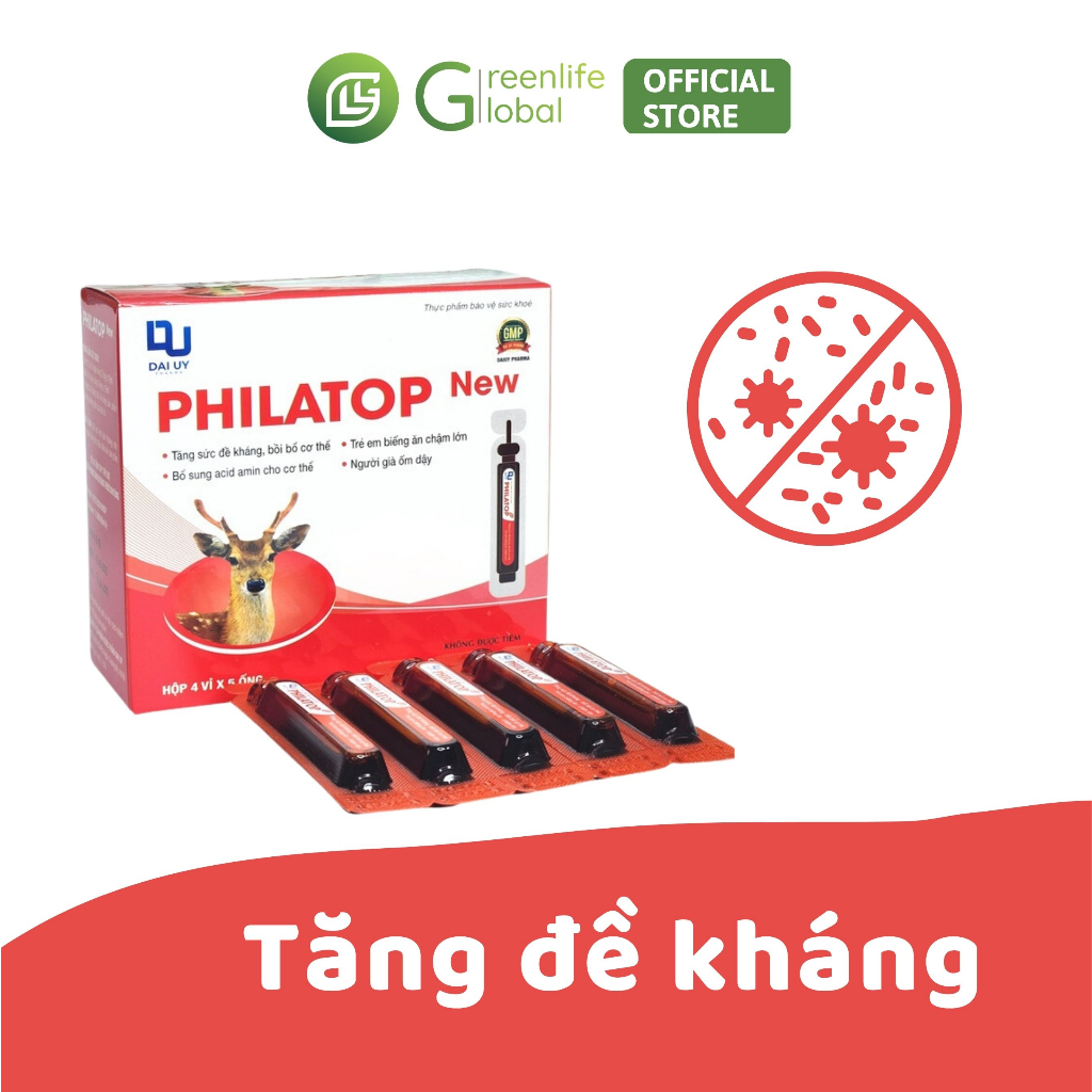 PHILATOP NEW ống nhựa Đại Uy, cho trẻ em biếng ăn chậm lớn còi xương, người già đề kháng kém (hộp 20 ống)