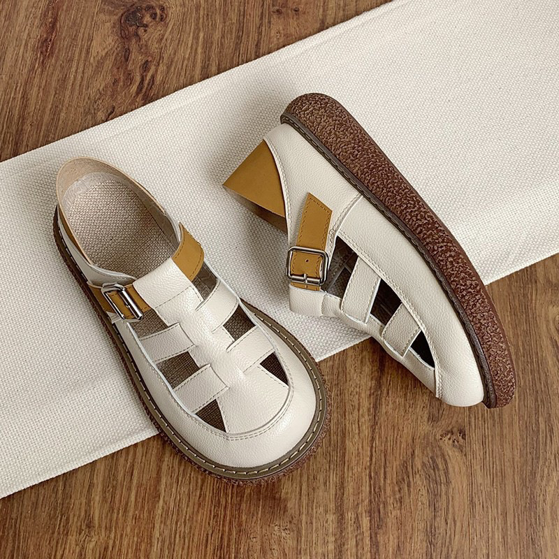 Giày rọ đạp gót quai dán 2 in 1 giả da cho nữ đế cao style ullzang