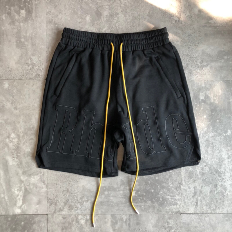 Quần short Rhude big logo thêu B8059 BuiVintage, vải nỉ cotton cao cấp siêu thoáng mát.