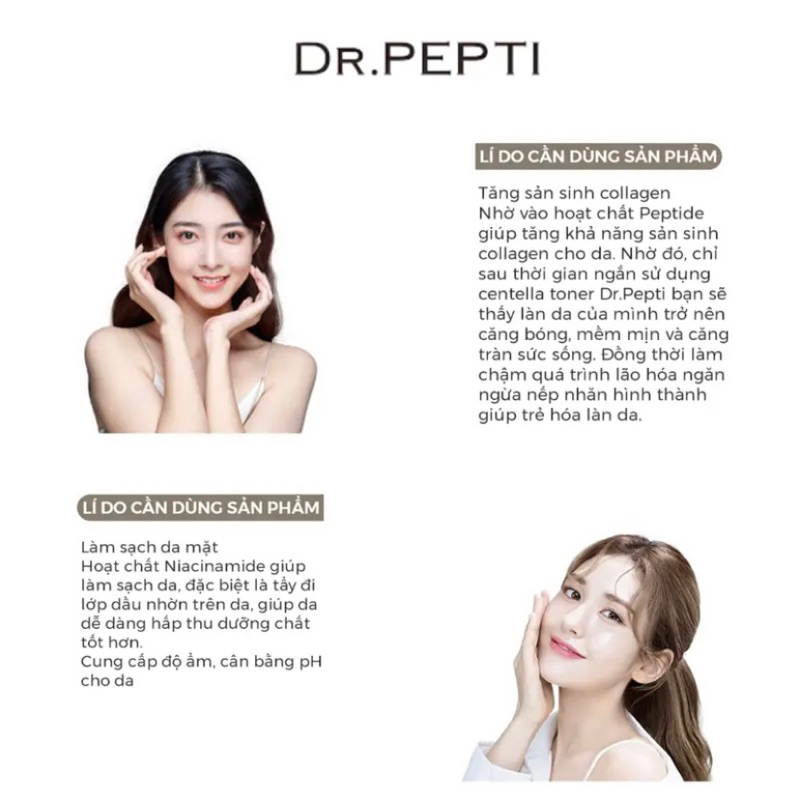 Nước Hoa Hồng Se Khít Lỗ Chân Lông, Phục Hồi Tế Bào Da DR.PEPTI Hàn Quốc Centella Toner Căng Bóng 180ml