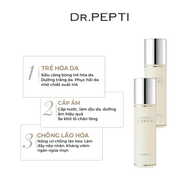 Nước Hoa Hồng Se Khít Lỗ Chân Lông, Phục Hồi Tế Bào Da DR.PEPTI Hàn Quốc Centella Toner Căng Bóng 180ml