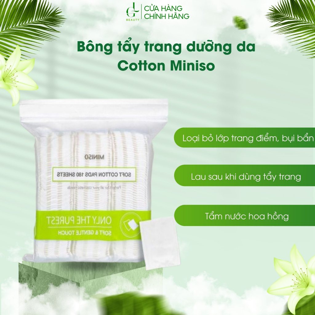 Bông tẩy trang dưỡng da Cotton Miniso đắp tonner đa năng hiệu quả loại 180 - 1000 miếng